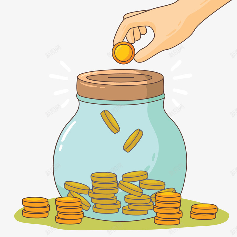 存钱罐png免抠素材_88icon https://88icon.com 卡通 手指 装饰 财富 金币罐
