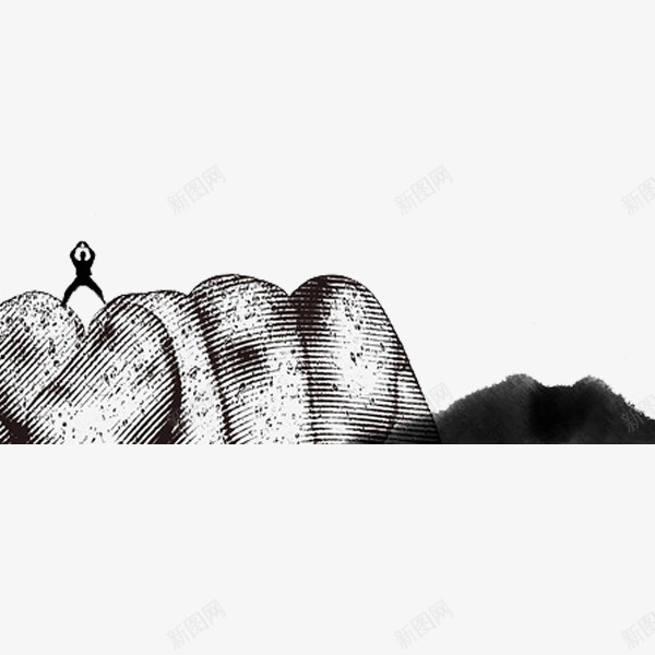 站在手指上的人png免抠素材_88icon https://88icon.com 创意 卡通 复古 山峰 手指 手绘