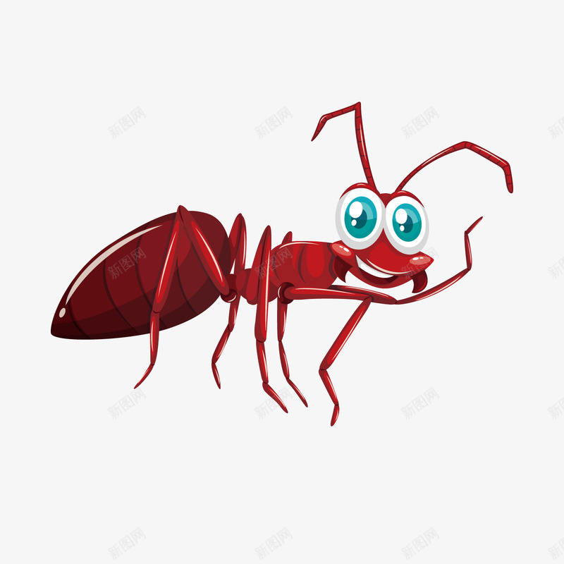 灰色蚂蚁矢量图ai免抠素材_88icon https://88icon.com 卡通 灰色 眼睛 纹理 蓝色 蚂蚁 触角 质感 矢量图