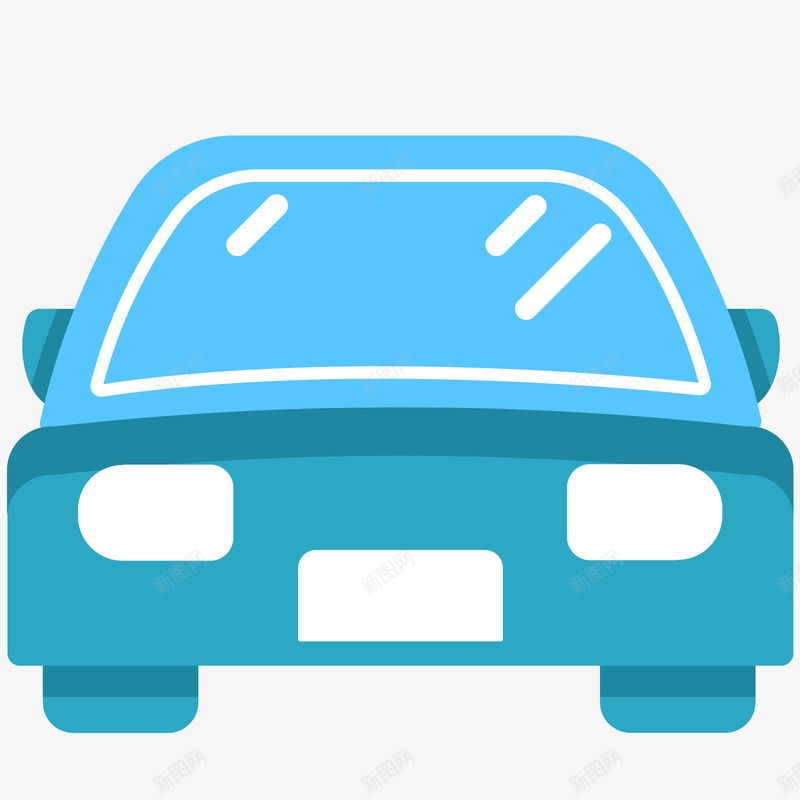 蓝色圆角汽车元素矢量图图标eps_88icon https://88icon.com 光泽 出行 卡通图标 反光 圆角 扁平化 灯光 蓝色 矢量图