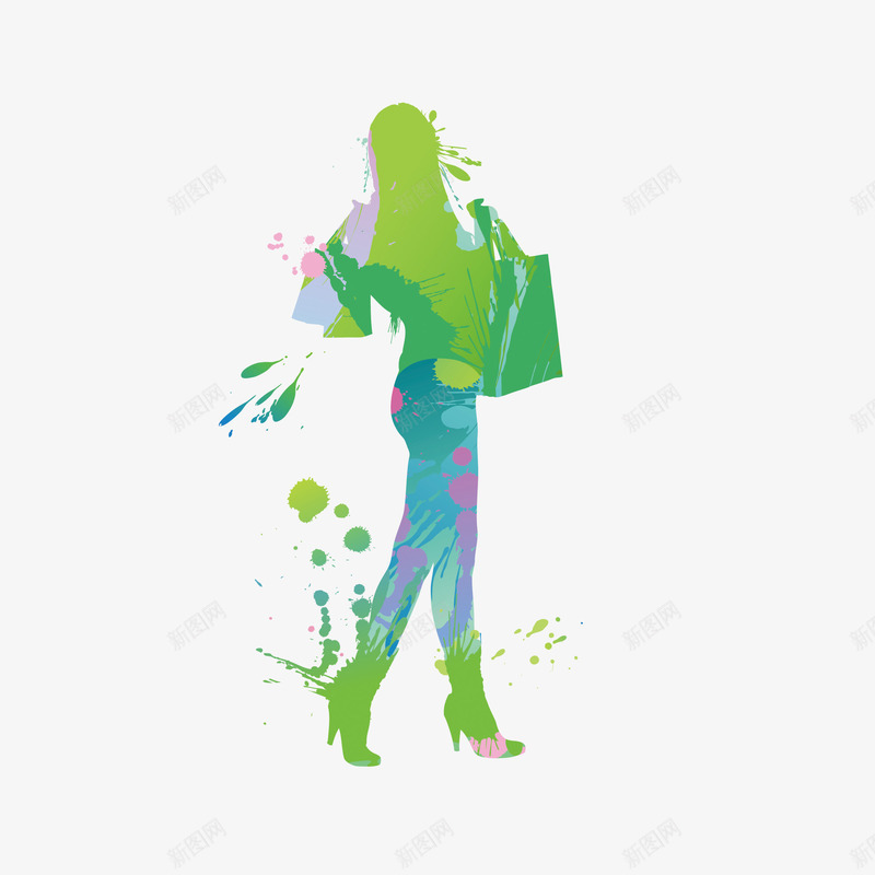 绿色现代人物装饰png免抠素材_88icon https://88icon.com 买买买 人物装饰 女人 海报 绿色 绿色人物 美女 购物 鲜花
