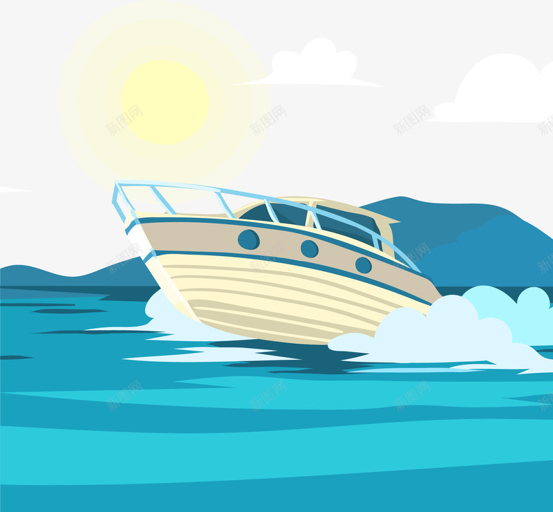 海面驰骋的快艇png免抠素材_88icon https://88icon.com 凉爽的夏日 快艇 海上兜风 海上的快艇