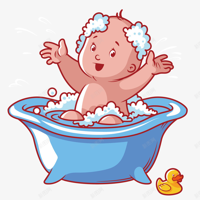 洗澡的秃顶宝宝png免抠素材_88icon https://88icon.com 宝宝 洗澡 洗澡泡沫