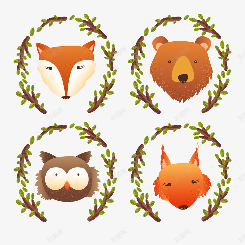 卡通动物矢量图ai免抠素材_88icon https://88icon.com 头像 花边 矢量图