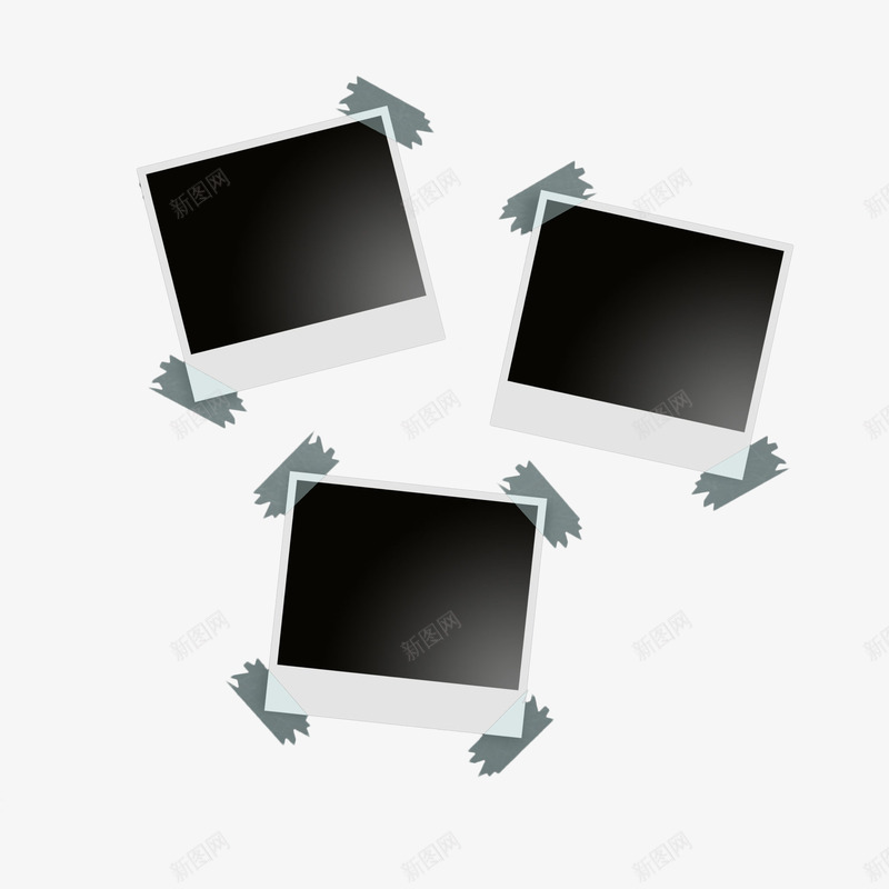 手绘黑白拍立得相片纸png免抠素材_88icon https://88icon.com 几何手绘 填色练习 拍立得 照片 相框 相片纸 胶片相框 胶片边框 胶纸 边框