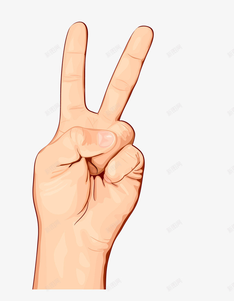 手绘手指姿势png免抠素材_88icon https://88icon.com 姿势 手指 胜利 身体 高兴