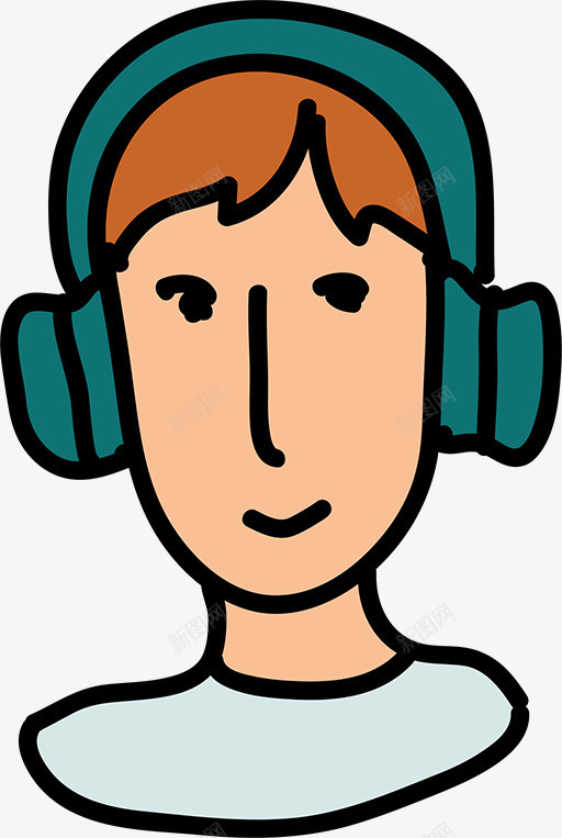 简笔画耳机人物png免抠素材_88icon https://88icon.com 卡通人像 卡通头像 简笔画