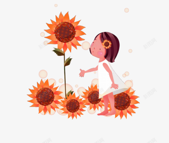 摘花的个女孩psd免抠素材_88icon https://88icon.com 卡通 女孩 孩子 摘花 童年 装饰