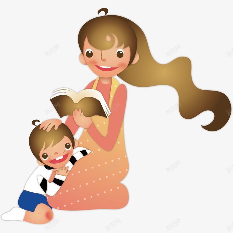 妈妈讲故事给孩子听矢量图ai免抠素材_88icon https://88icon.com 创意 孩子 家庭 手绘 故事 母亲的故事 矢量图