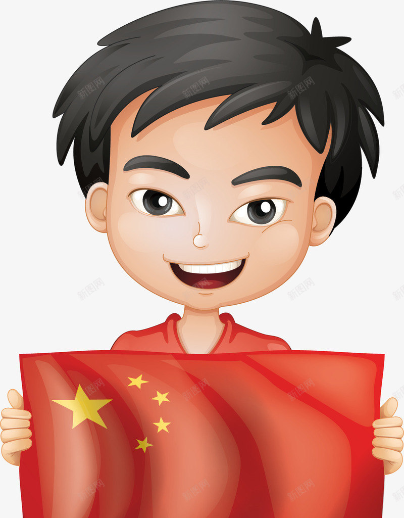 拿着中国国旗的孩子矢量图ai免抠素材_88icon https://88icon.com 中国 中国国旗 卡通孩子 国旗 拿着国旗 矢量png 矢量图