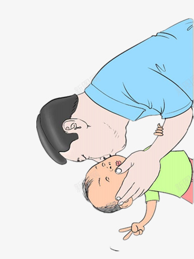 亲吻孩子的父亲png免抠素材_88icon https://88icon.com 人物 卡通 彩色 父爱