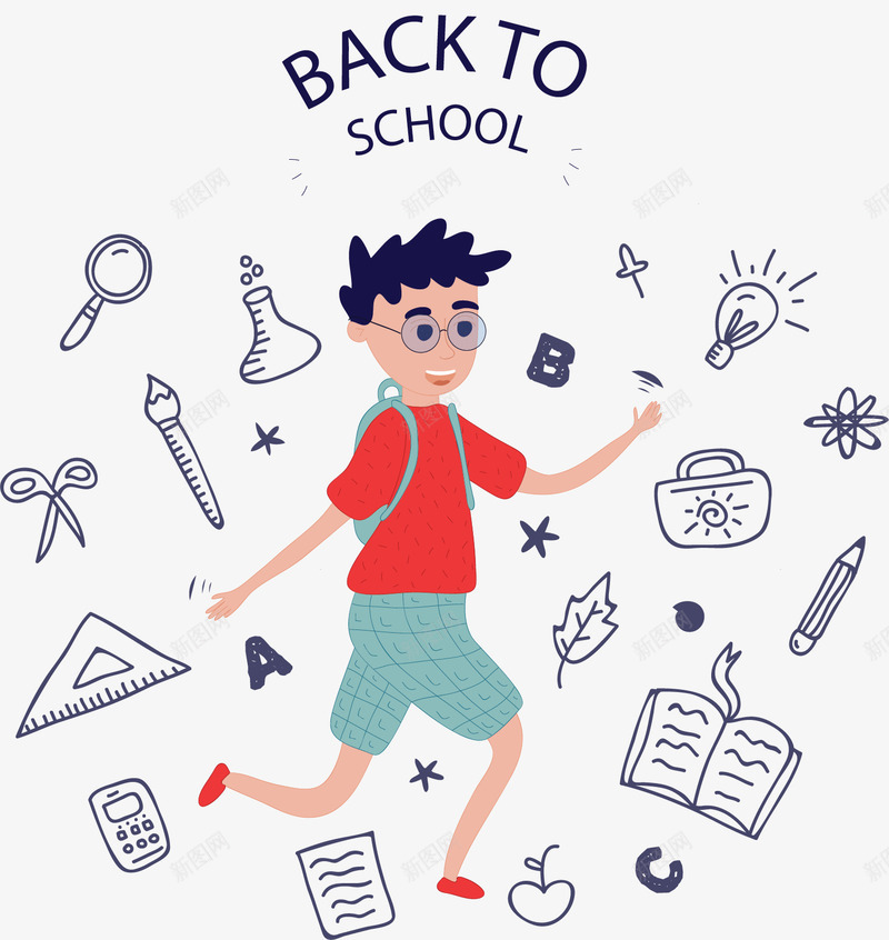 手绘开学日卡通孩子矢量图ai免抠素材_88icon https://88icon.com 卡通文具 学生 学生开学 开学啦 开学日 矢量png 矢量图