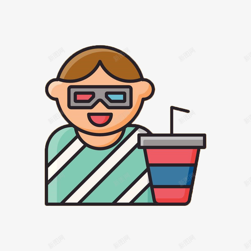 手绘观影卡通人物png免抠素材_88icon https://88icon.com 卡通人物 彩色 手绘 电影 观影 饮料