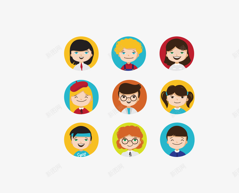 彩色卡通人头像矢量图eps免抠素材_88icon https://88icon.com 人头像 卡通 彩色人头像 矢量人头像 矢量图