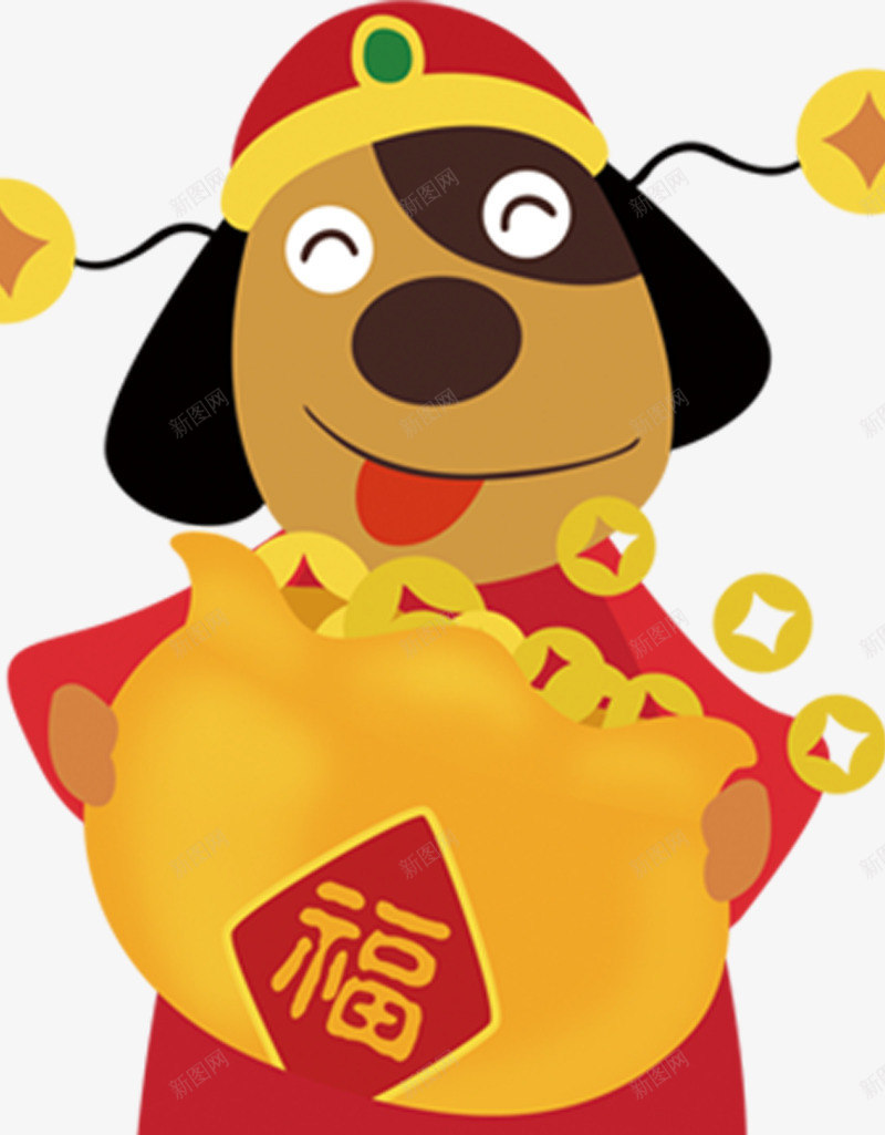 2018狗年财神到插画psd免抠素材_88icon https://88icon.com 2018 传统文化 元宝 卡通 戊戌年 插画 新年 新年财神 春节 狗年 神仙 财神 过年 送福 门神
