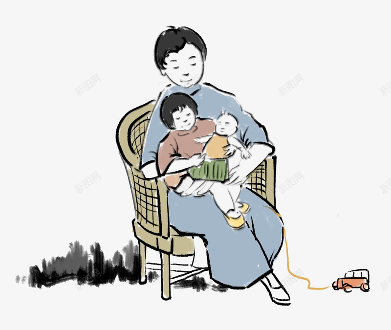 中国画装饰插图母亲节亲子插画png免抠素材_88icon https://88icon.com 中国画 亲子 妈妈 抱着孩子 插画 母亲节 温馨的画面 藤编椅子 装饰插图