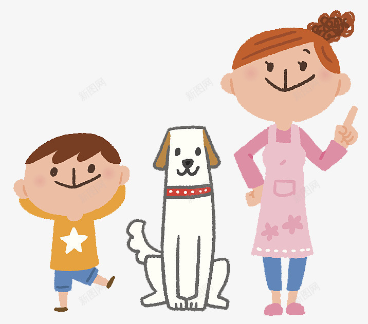 卡通插图妈妈孩子与小狗png免抠素材_88icon https://88icon.com 卡通插图 可爱插图 妈妈 孩子 小狗 狗与人