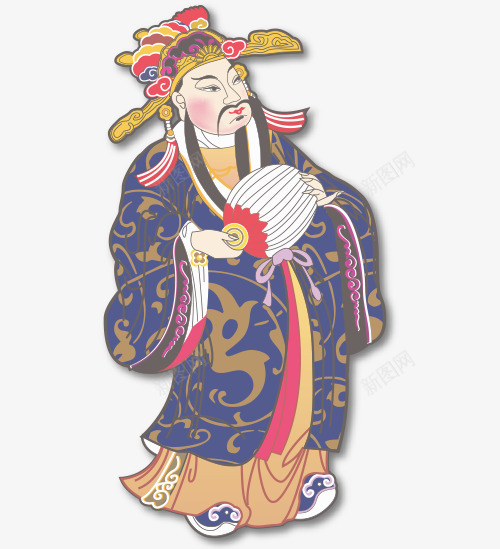 蓝色中国风古典神仙png免抠素材_88icon https://88icon.com 中国风 古典神仙 新年 新春 春节 神仙 过年