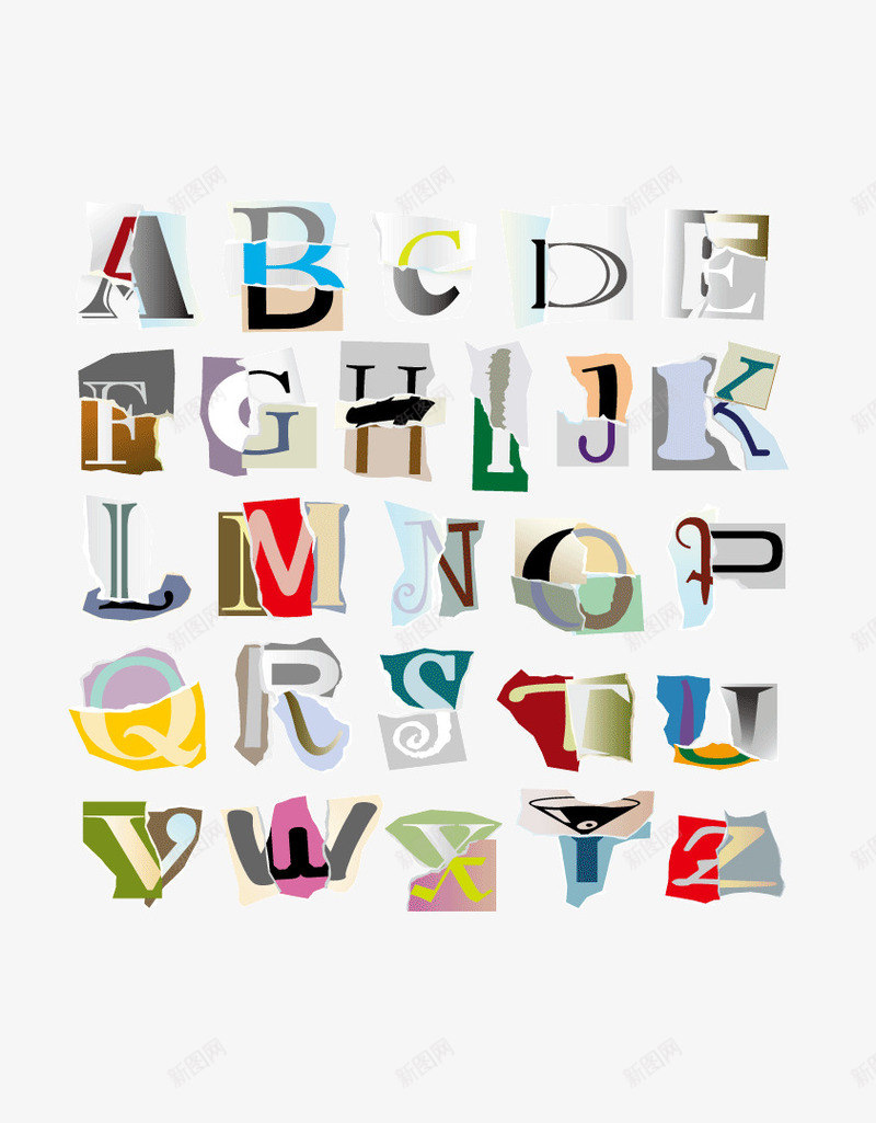 碎纸片拼成的字母png免抠素材_88icon https://88icon.com 字母 拼成的字母 碎纸片