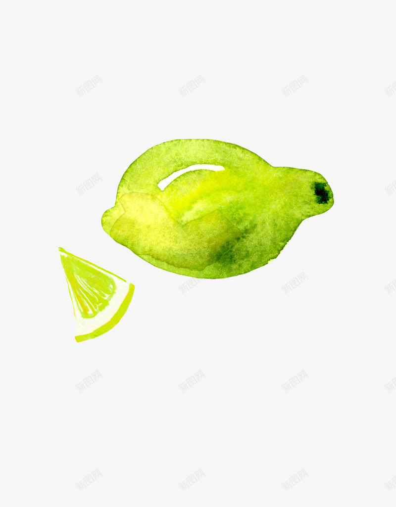 一个绿色的水彩柠檬png免抠素材_88icon https://88icon.com 一个 柠檬 水彩 绿色