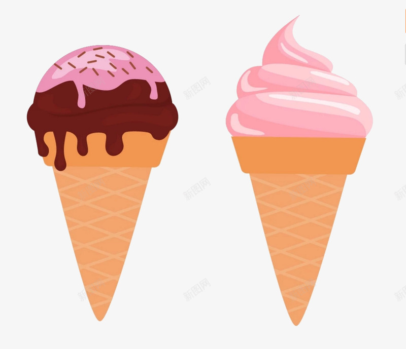 卡通夏日巧克力冰淇淋png免抠素材_88icon https://88icon.com 冰淇淋 卡通 夏日 巧克力 甜筒