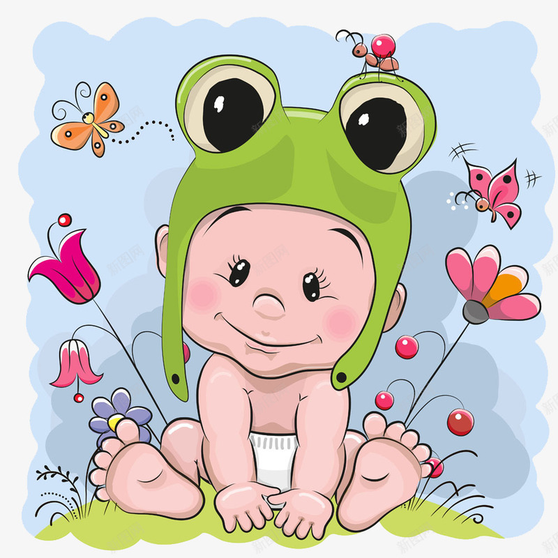 青蛙帽子宝宝png免抠素材_88icon https://88icon.com 卡通 卡通宝宝 可爱男宝宝 坐着的宝宝 宝宝 宝宝蝴蝶 手绘 手绘宝宝 手绘野花 花卉 野花 青蛙帽子