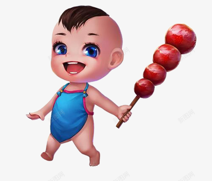 拿着糖葫芦的卡通宝宝png免抠素材_88icon https://88icon.com 卡通 宝宝 拿着 糖葫芦