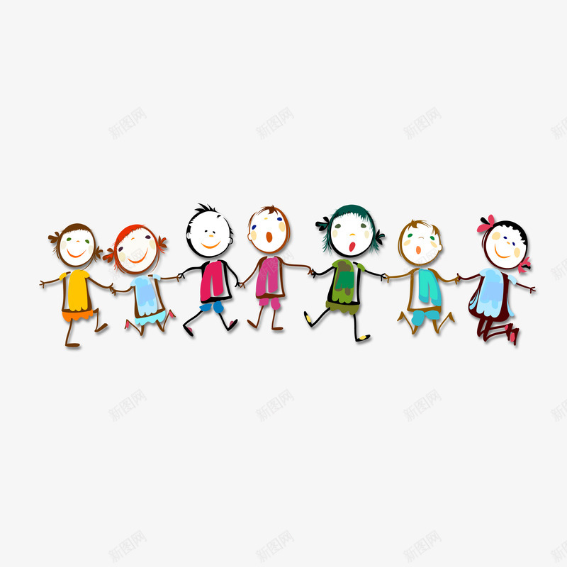 手拉手的孩子们png免抠素材_88icon https://88icon.com 卡通孩子 平面设计 手拉手 设计 设计素材