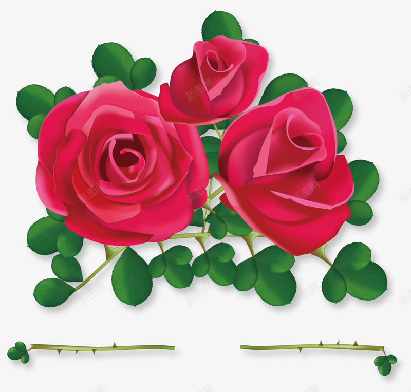 红色唯美浪漫玫瑰花矢量图ai免抠素材_88icon https://88icon.com 唯美 浪漫 玫瑰花 红色 花枝 矢量图
