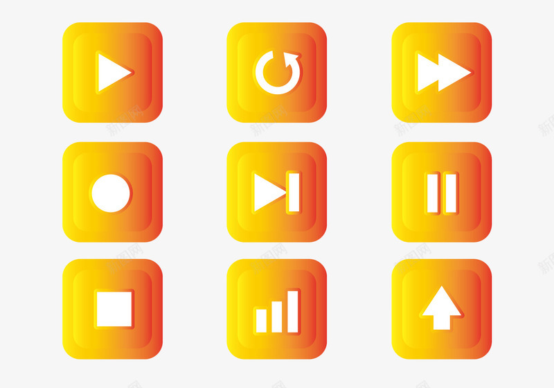 音乐播放器按钮png免抠素材_88icon https://88icon.com 彩色 手指 手指按钮 按压按钮 点击 触摸 音乐