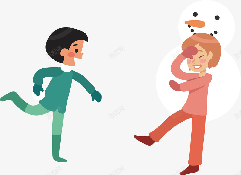 嬉闹打雪仗的孩子png免抠素材_88icon https://88icon.com 堆雪人 嬉闹 开心的孩子 打雪仗 暖冬 矢量png