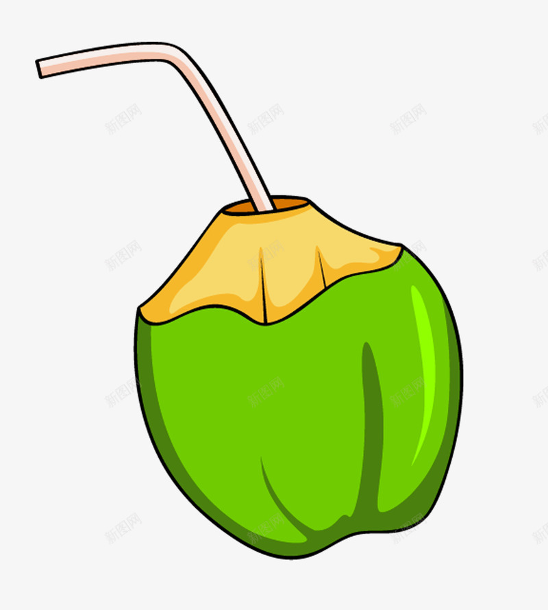 卡通水果青椰子饮料png免抠素材_88icon https://88icon.com 卡通 吸管 椰青 水果 青椰子 饮料