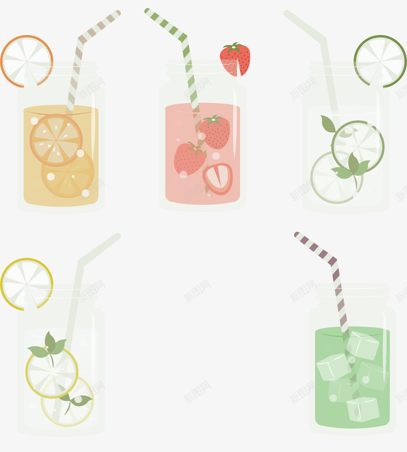 夏日冰饮矢量图ai免抠素材_88icon https://88icon.com 冰饮矢量 小清新 水果 饮品 矢量图