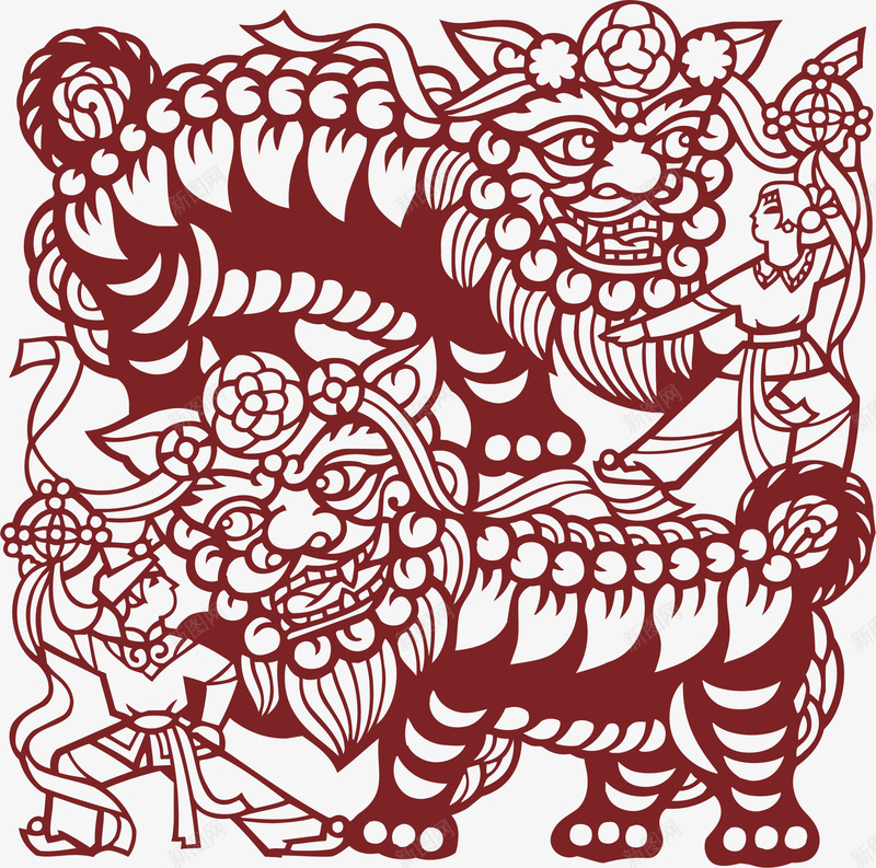 春节剪纸png免抠素材_88icon https://88icon.com 剪纸 春节 红色 红色剪纸花 红色剪纸花卉 红色剪纸花环 红色剪纸花边