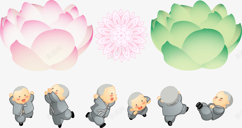小和尚莲花png免抠素材_88icon https://88icon.com 和尚 莲花 莲花矢量