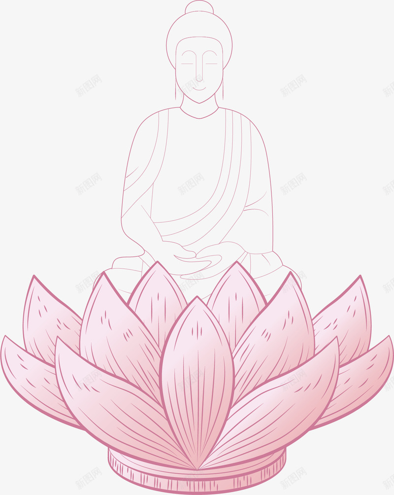 手绘佛教粉色莲花矢量图ai免抠素材_88icon https://88icon.com 佛教 佛教莲花 盛开莲花 矢量png 粉色莲花 莲花 矢量图