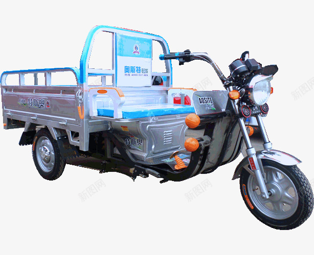 实物银色电动三轮运货车png免抠素材_88icon https://88icon.com 三轮电动车 三轮车 交通工具 产品实物 电动车 节能环保 车辆 载人工具