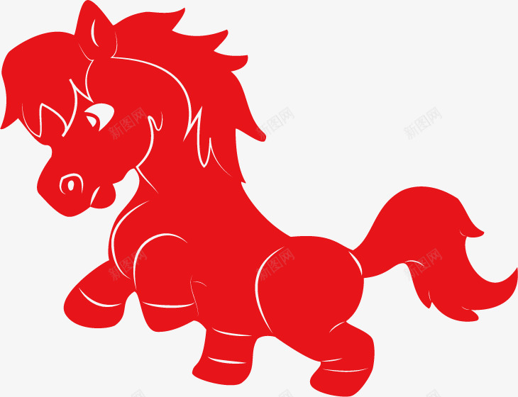 十二生肖剪影png免抠素材_88icon https://88icon.com 传统 剪纸 动物 十二生肖 午马 卡通 生肖 红色 马