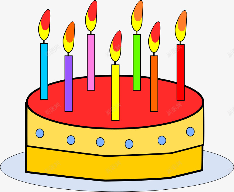 卡通插满蜡烛的生日蛋糕png免抠素材_88icon https://88icon.com 卡通 生日 生日卡通 蛋糕卡通 蜡烛
