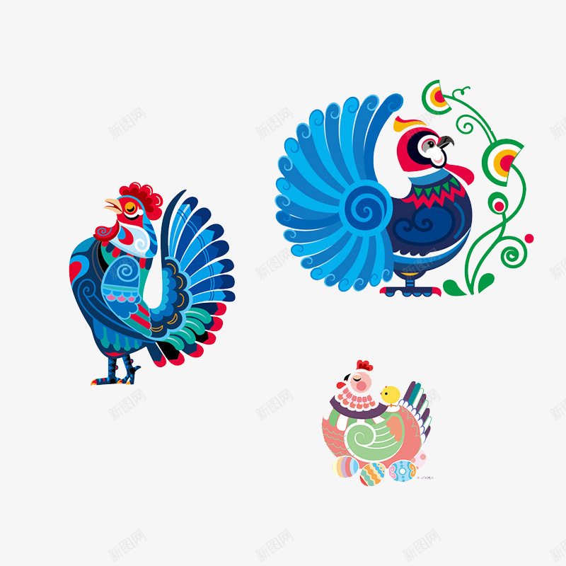 鸡年鸡形剪纸卡通psd免抠素材_88icon https://88icon.com 卡通 形象 鸡 鸡年
