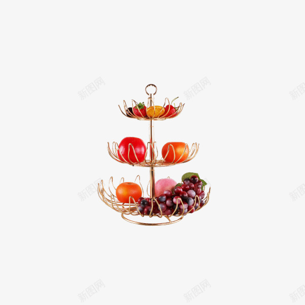 YAH创意水果篮莲花果篮金色png免抠素材_88icon https://88icon.com 三层水果篮子 产品实物 多层沥水果盘 水果篮