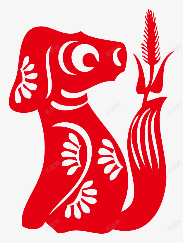 狗和狗尾巴草png免抠素材_88icon https://88icon.com 2018狗年 中国风 剪纸 狗 狗尾巴草 狗尾草 红色PNG