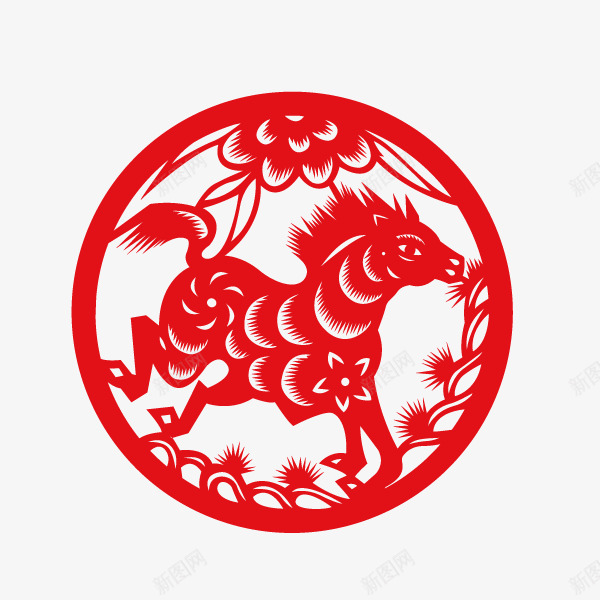 剪纸十二生肖马png免抠素材_88icon https://88icon.com 剪纸 十二生肖 马