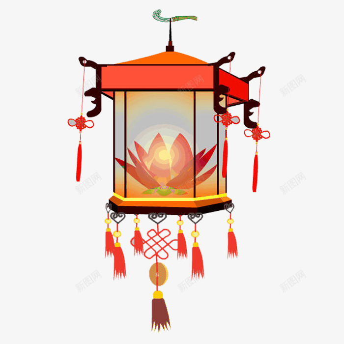 卡通莲花灯笼png免抠素材_88icon https://88icon.com png 中国风 卡通 吊灯 灯笼 素材 莲花