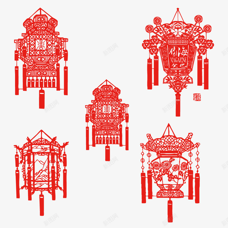 红色剪纸古风韵吊灯矢量图ai免抠素材_88icon https://88icon.com 剪纸 古风韵 吊灯 红色 矢量图