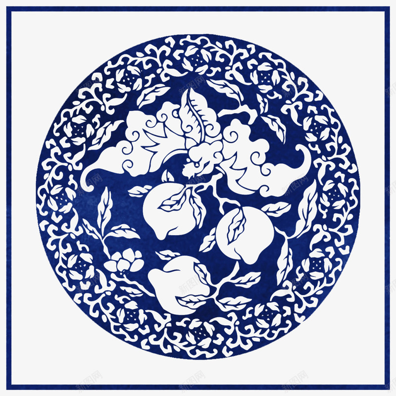 青花剪纸窗花png免抠素材_88icon https://88icon.com 中国风剪纸画中国风剪纸花纹 中国风窗花边框江南窗花 古窗花中国风剪纸入门 青色