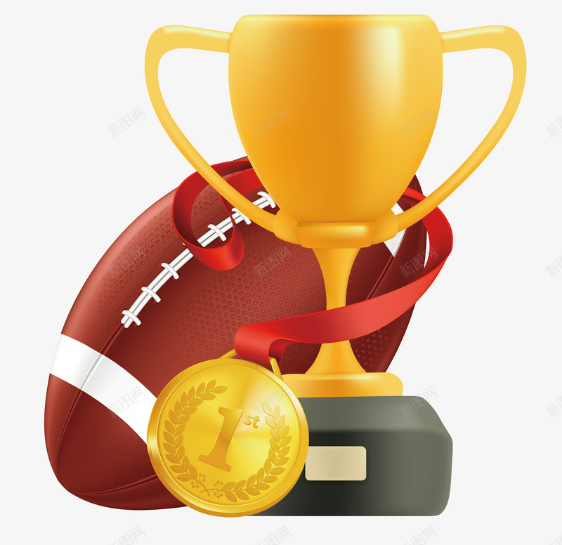 卡通橄榄球冠军杯png免抠素材_88icon https://88icon.com 冠军杯 卡通橄榄球 橄榄球png 矢量奖杯 矢量橄榄球 金色奖杯