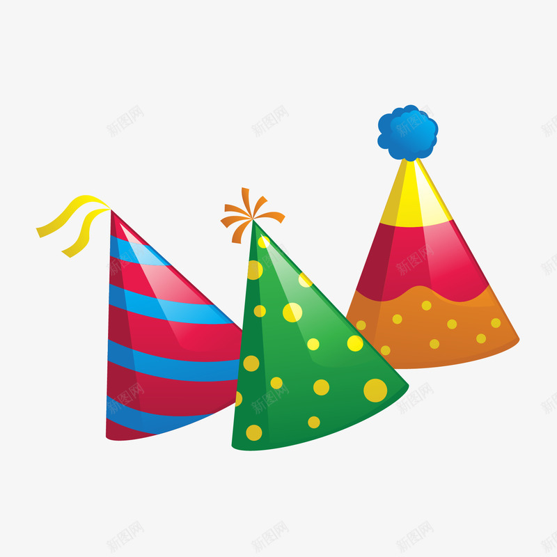 生日帽子矢量图ai免抠素材_88icon https://88icon.com 帽子 生日 矢量图