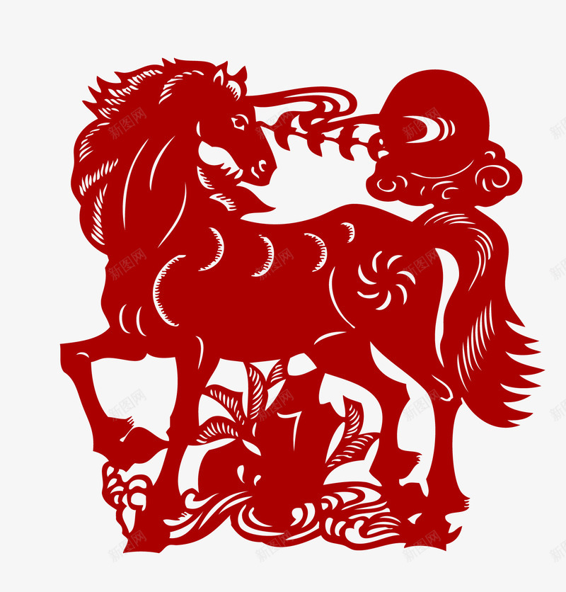 马年剪纸画png免抠素材_88icon https://88icon.com 中国风剪纸 中国风剪纸矢量 马装饰画