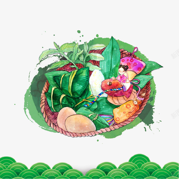 唯美手绘粽子插画psd免抠素材_88icon https://88icon.com 中国传统节日 唯美 手绘 插画 端午节 粽子 美食